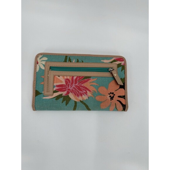 Spartina 449 Daufuskie Island Floral Snap Wallet Linen Print Leather Bifold - Picture 5 of 10